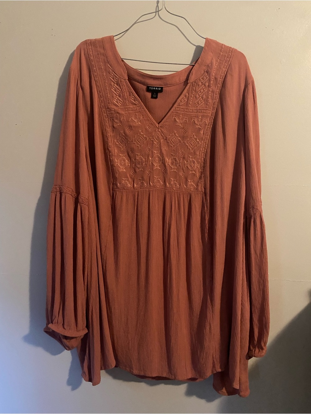 Torrid Women's Embroidered V-Neck Peasant Blouse